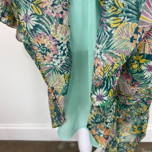 Kotidiano Floral Salma Dress Sheer Made in Spain Small Puff Sleeves Ruffle Boho - Picture 13 of 13